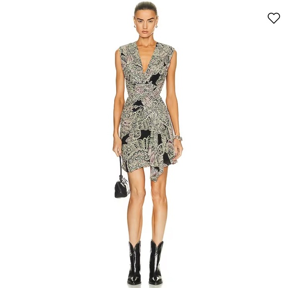 NWT IRO PARIS Rolina Twist Front Draped Printed Sleeveless SILK Mini Dress 36 - Picture 5 of 13